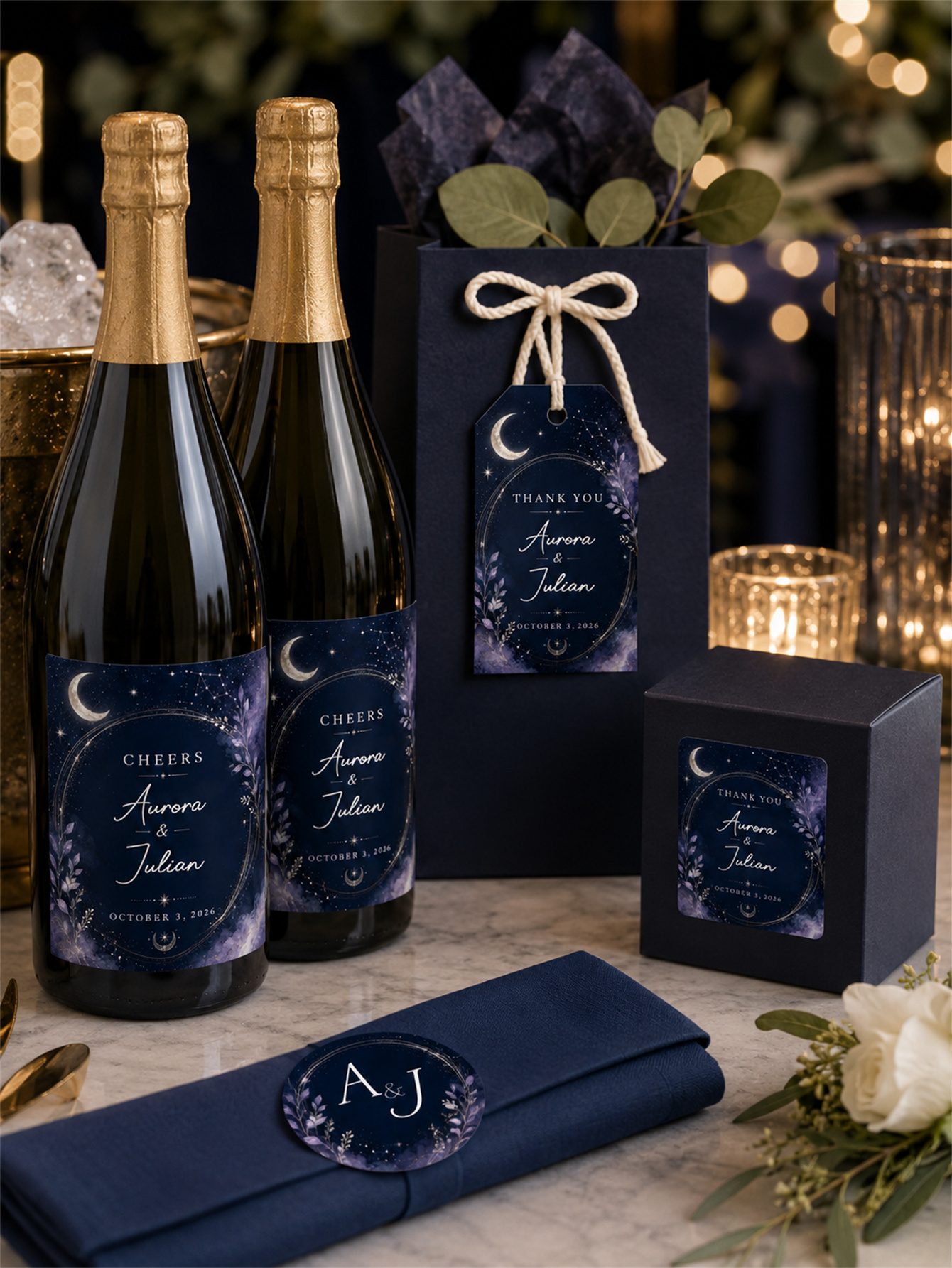 Starry Sky Wedding Decoration - Starry Sky Theme Set - Custom Name and Date